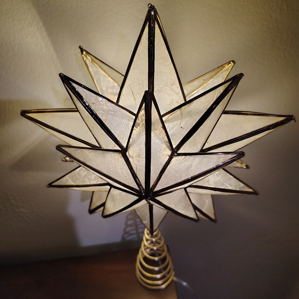 Capiz Shell Star Lighted Tree Topper - Picture 3 of 7